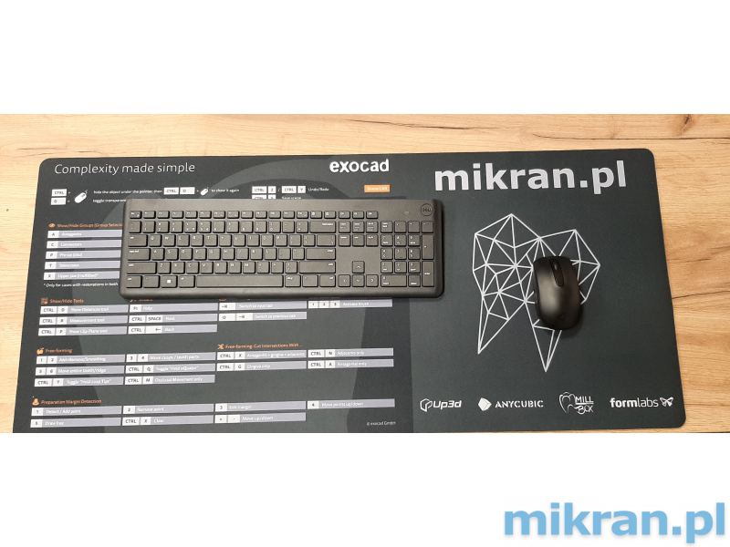Professional desk pad mikran.pl 90x40cm Exocad Hotkeys