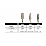 Milling cutter with thick straight cuts and an additional transverse cut for soft materials.