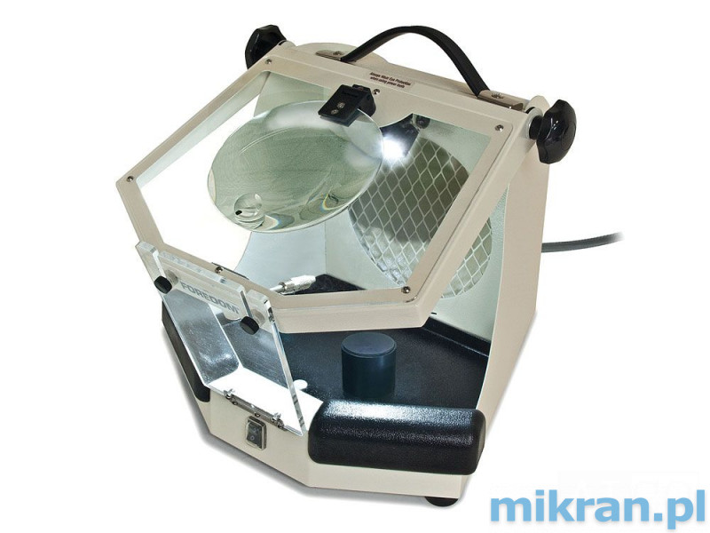 Dust chamber with magnifying glass MALC15