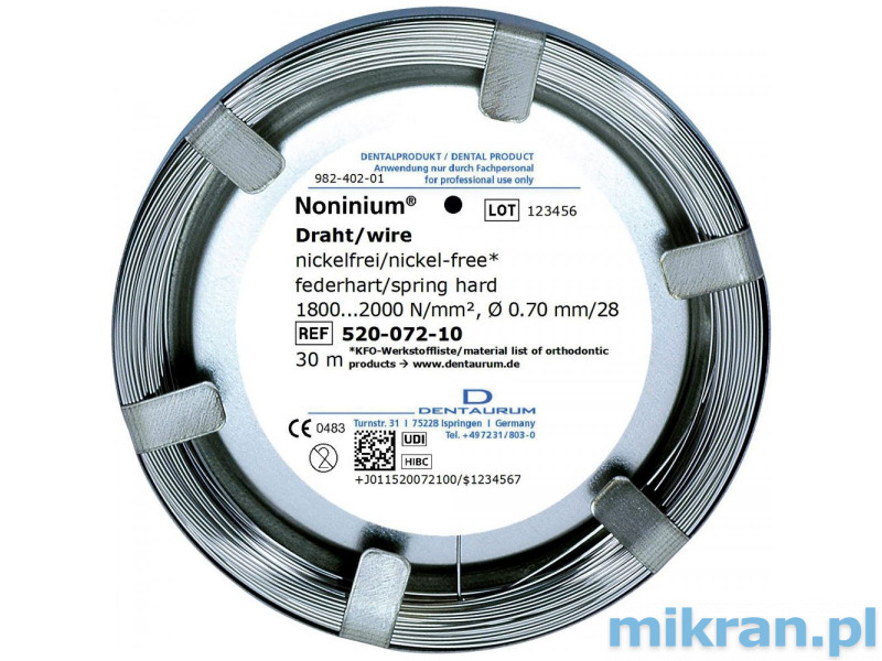 Noninium wire (nickel free) 0.7mm round 30m.