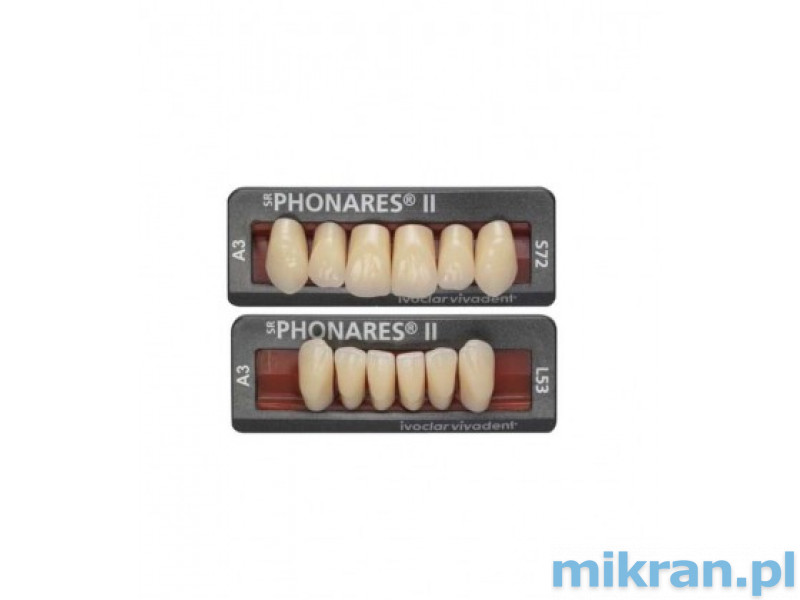 Phonares Type II composite anterior teeth. Available on request