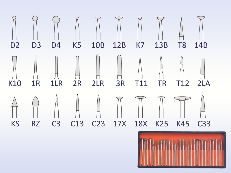 Drill with diamond grit for a handpiece