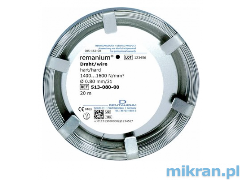 Remanium wire 0.8mm round hard 20m